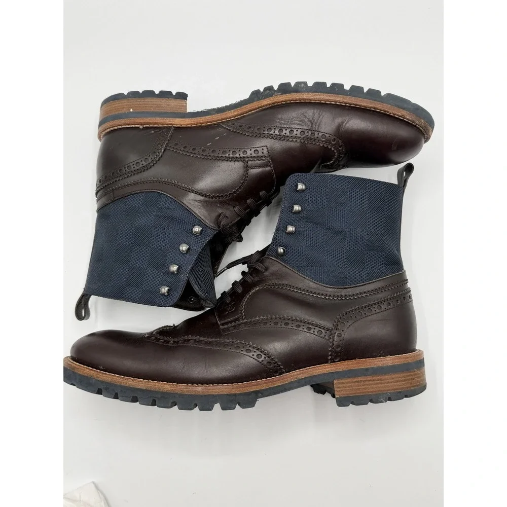 Louis Vuitton Outland Brogue Boot Brown Damier Canvas Mens Size UK 10.5 /US 11.5